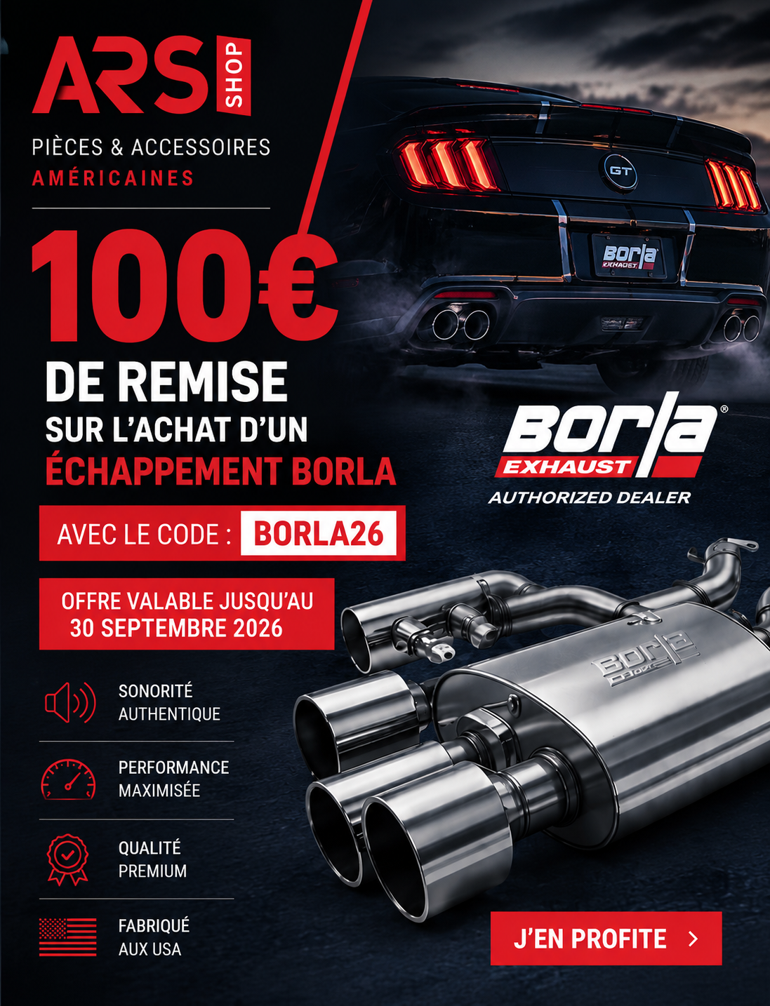PROMO Borla rentrée 2026 ARS Shop